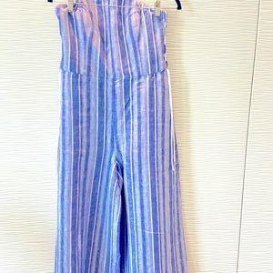 Linen strapless cropped jumpsuit